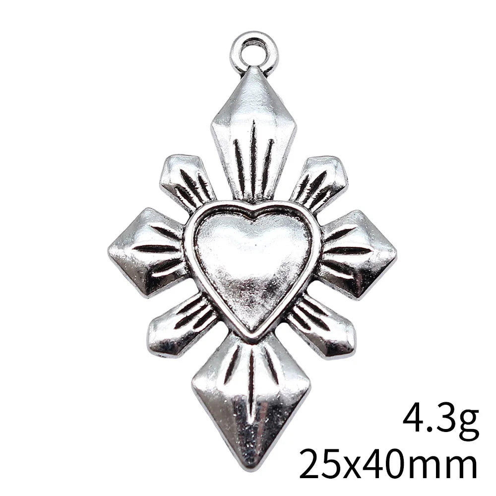 25x40mm 4.3g Antique Silver Zinc Alloy Gothic Heart Charm Pendant for DIY Necklace Bracelet Making