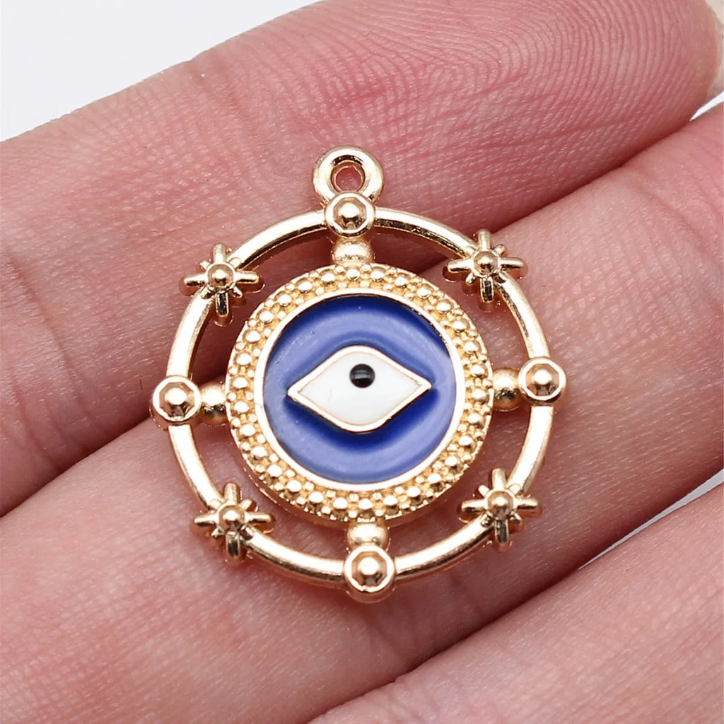 24x21mm 2.5g KC Gold Zinc Alloy Evil Eye Charm Pendant for DIY Necklace Bracelet Jewelry Making