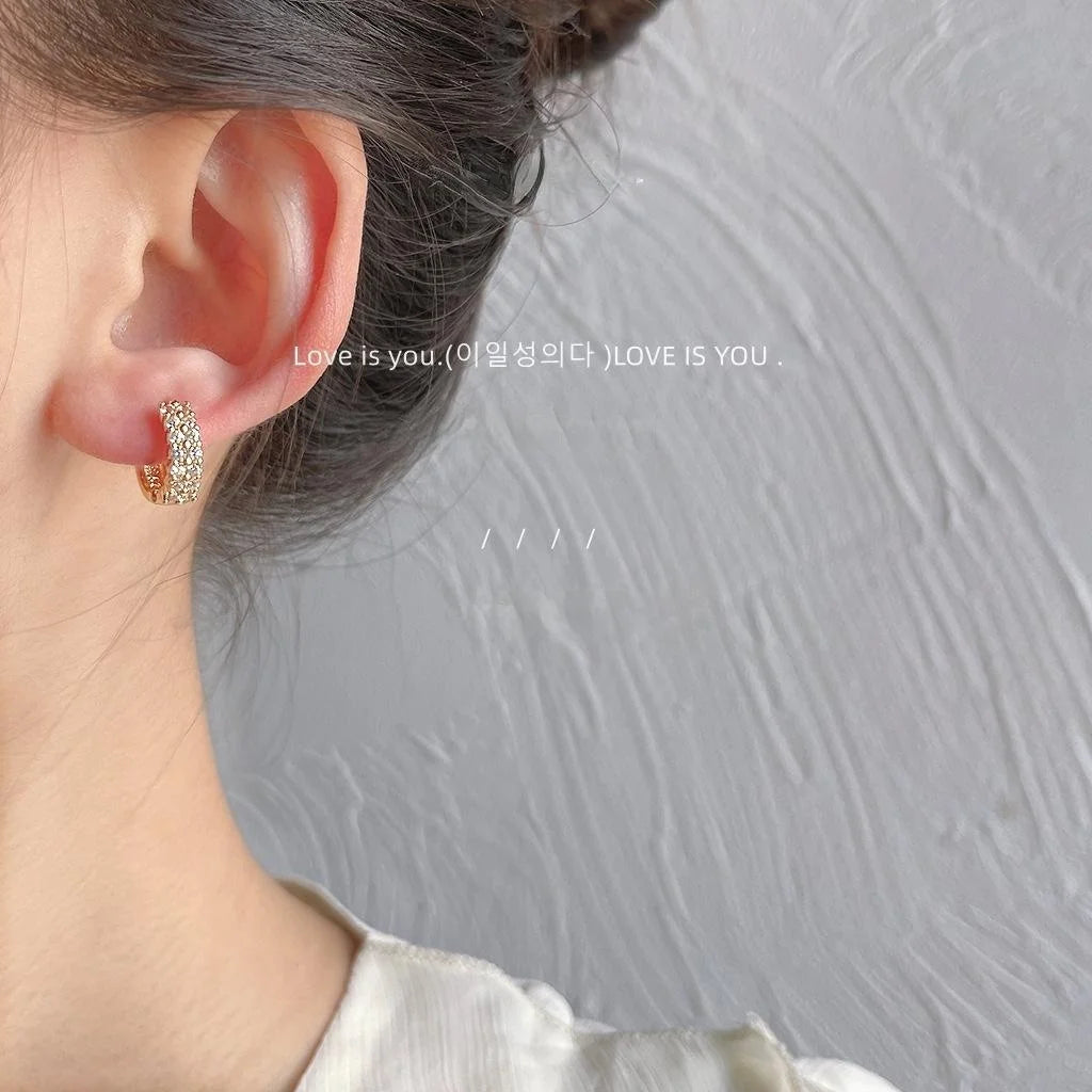 14K Gold Plated Copper Micro Pave Zircon Geometric Drop Earrings Minimalist Trendy Jewelry