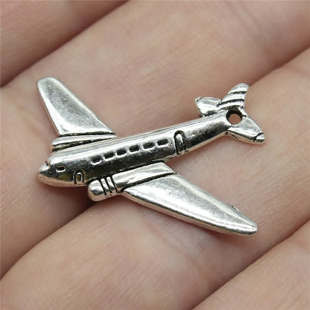25x31mm 1.7g Multicolor Zinc Alloy Airplane Charm Pendant for DIY Necklace Bracelet Making