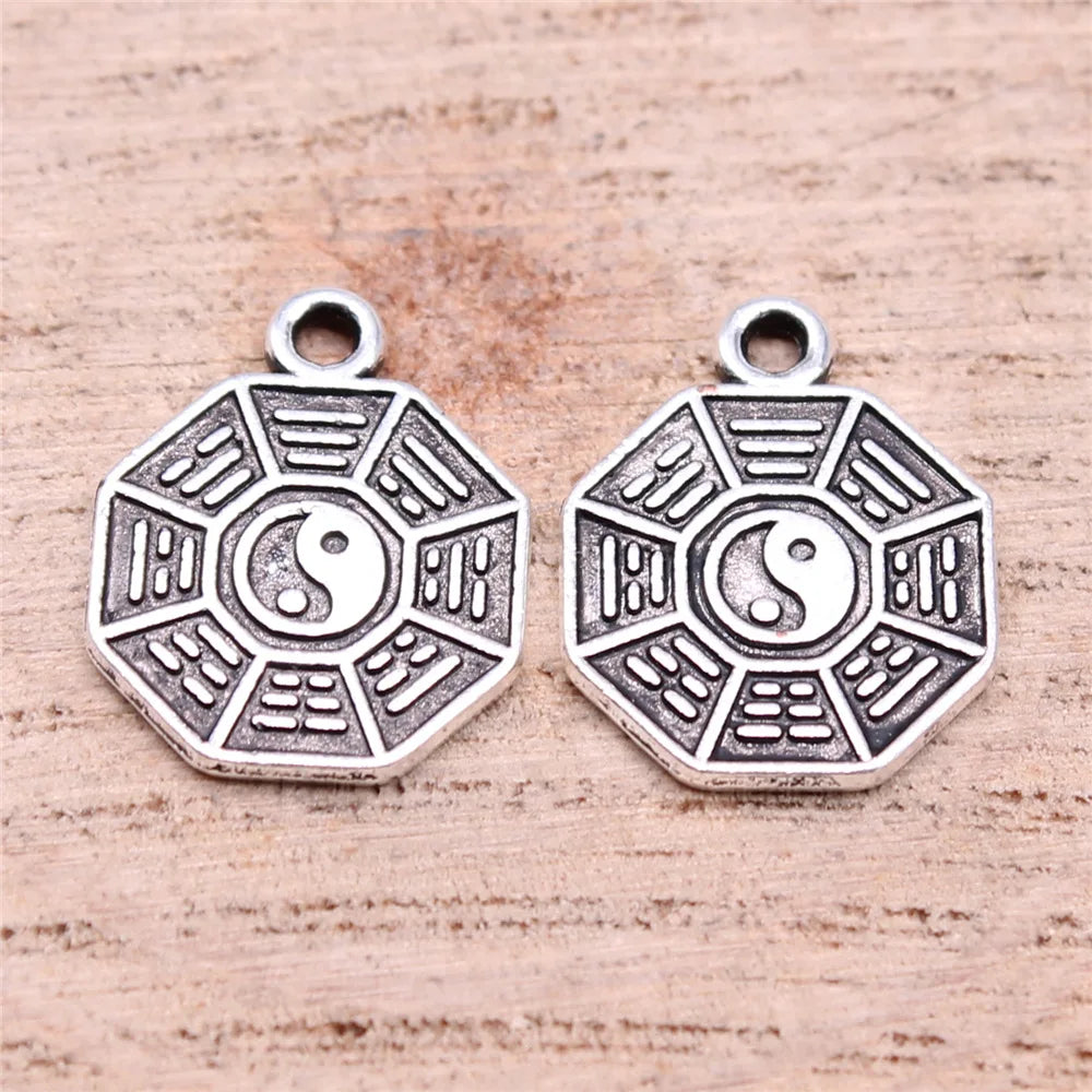 16x13mm 1g Multicolor Zinc Alloy Tai Chi Charm Pendant for DIY Bracelet Necklace Jewelry Making