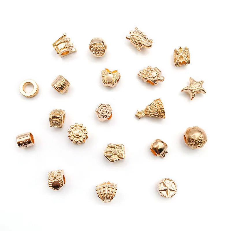 KC Gold Zinc Alloy Crown Large Hole Spacer Beads for European Bracelet Jewelry Making