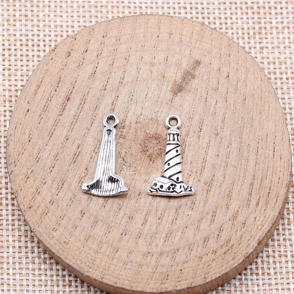 19x11mm 0.64g Antique Silver Zinc Alloy Lighthouse Charm Pendant for DIY Nautical Jewelry Making