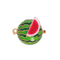 Cute Enamel Alloy Round Watermelon Slice Brooch For Women, Fruit Lapel Pin Corsage Suit Accessory Gift