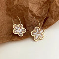 Sweet Floral Copper Hoop Earrings For Women, Elegant Geometric Round Statement Jewelry