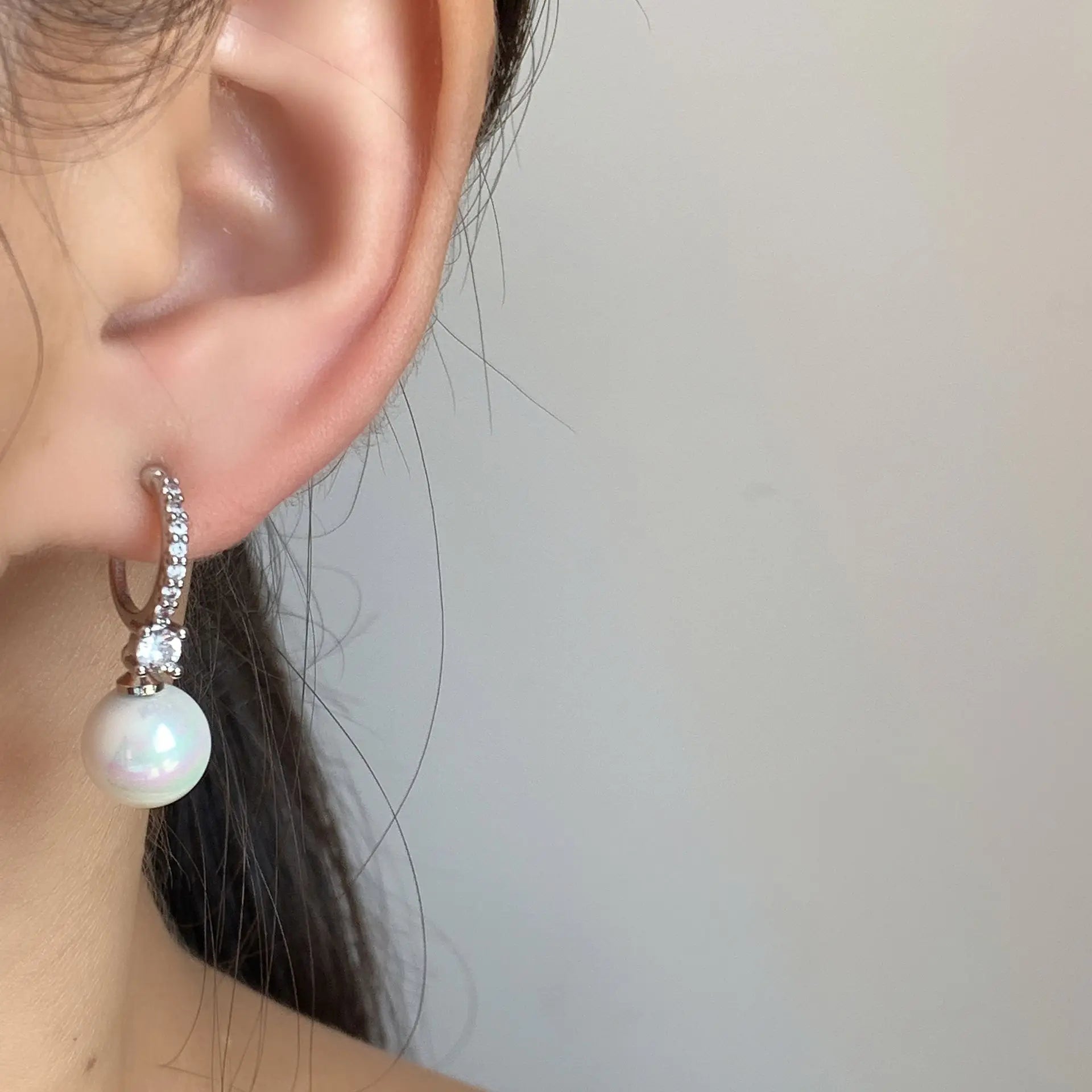 Luxury Gold Alloy Rhinestone Bar Pearl Drop Stud & Clip On No Piercing Small Hoop Earrings