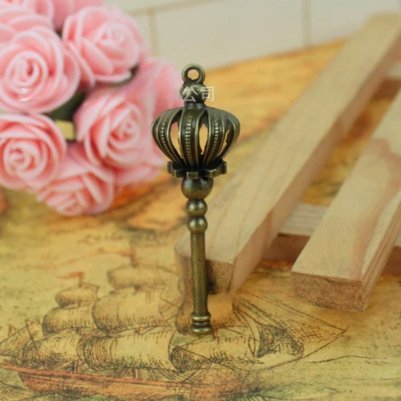 57x18MM Zinc Alloy Crown Heart Key Charm Pendant for DIY Necklace Bracelet Jewelry Making