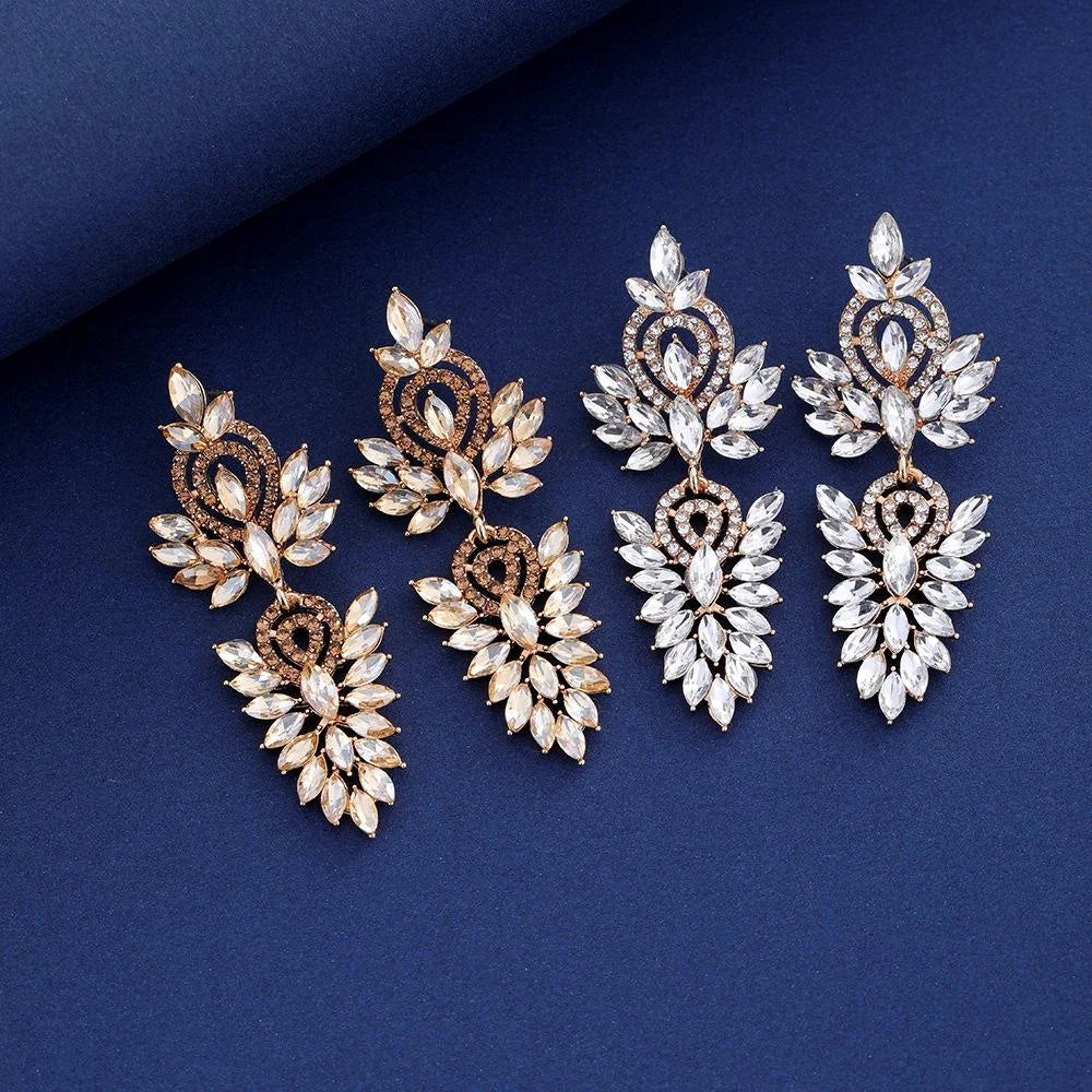 Elegant Long Crystal Rhinestone Tassel Earrings For Women Luxury Bridal Wedding Party Jewelry Gift