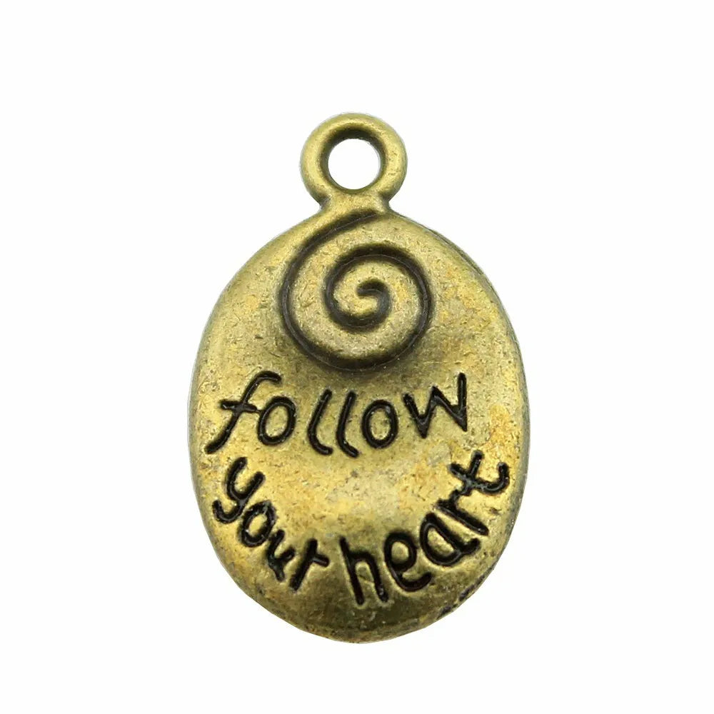 20x12mm 2.5g Multicolor Zinc Alloy Follow Your Heart Letter Charm Pendant for DIY Necklace Bracelet Making