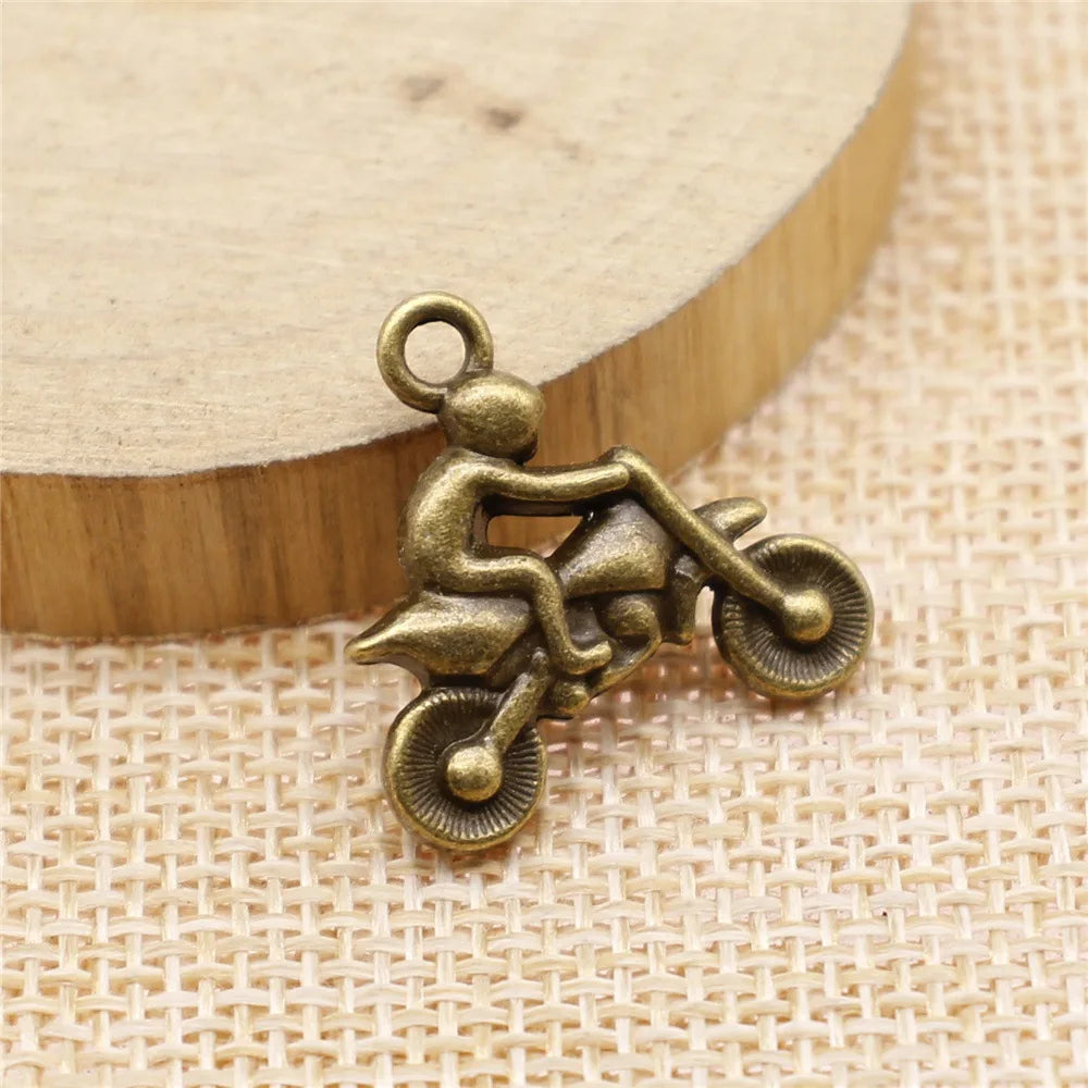 21x21mm 3.1g Multicolor Zinc Alloy Motorcycle Racing Charm Pendant for DIY Sports Jewelry Making