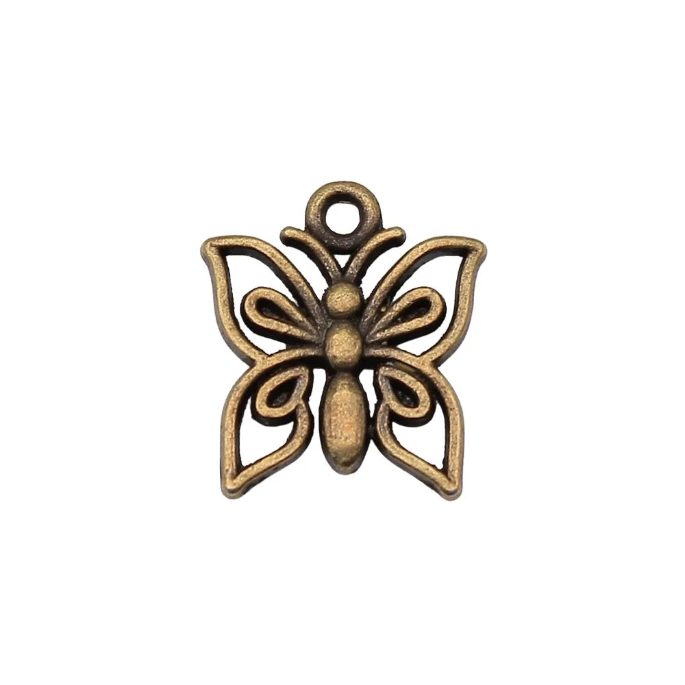14x13mm 0.8g Multicolor Zinc Alloy Hollow Butterfly Charm Pendant for DIY Bracelet Necklace Making