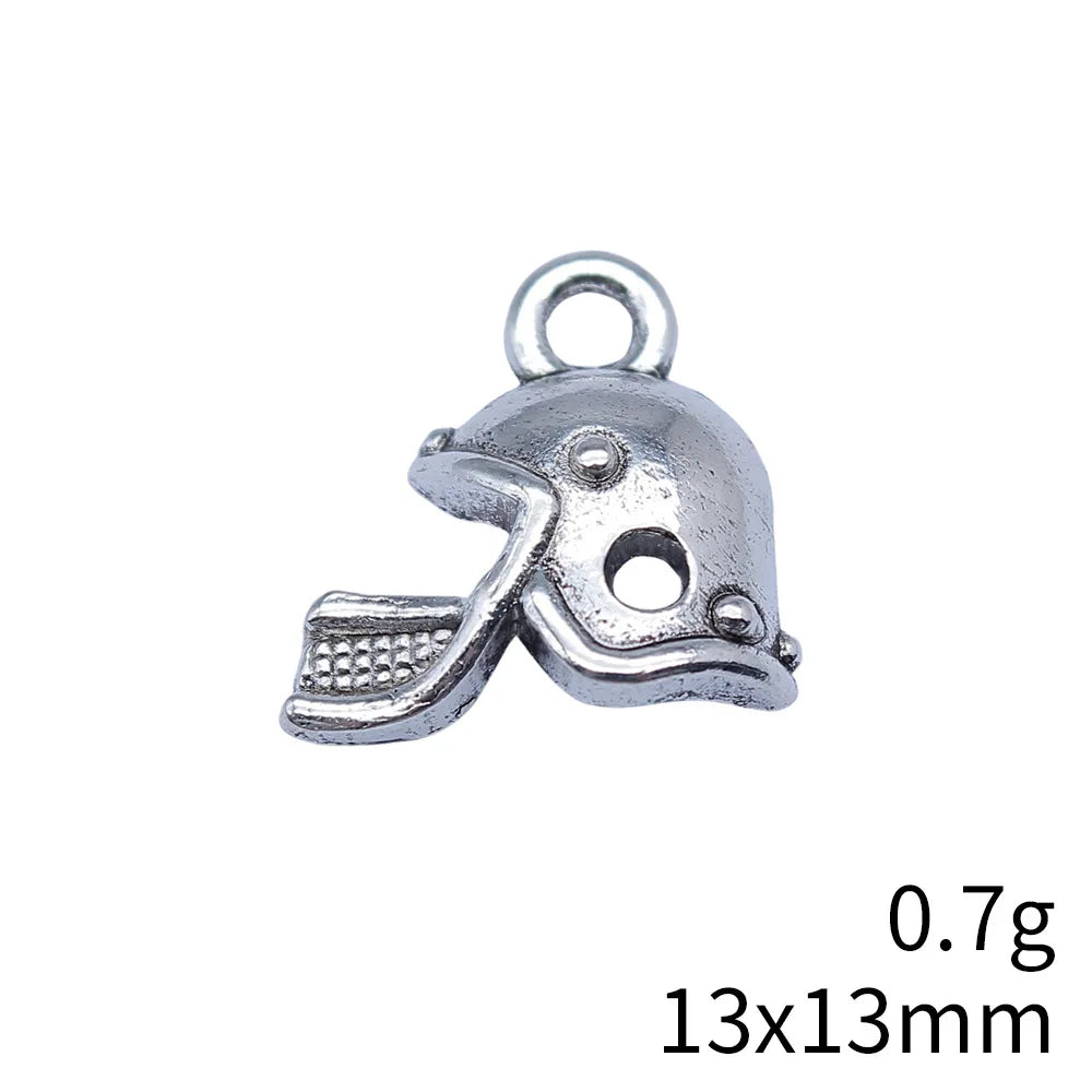 13x13mm 0.7g Antique Silver Zinc Alloy Golf Ball Helmet charm pendant for sports themed DIY jewelry