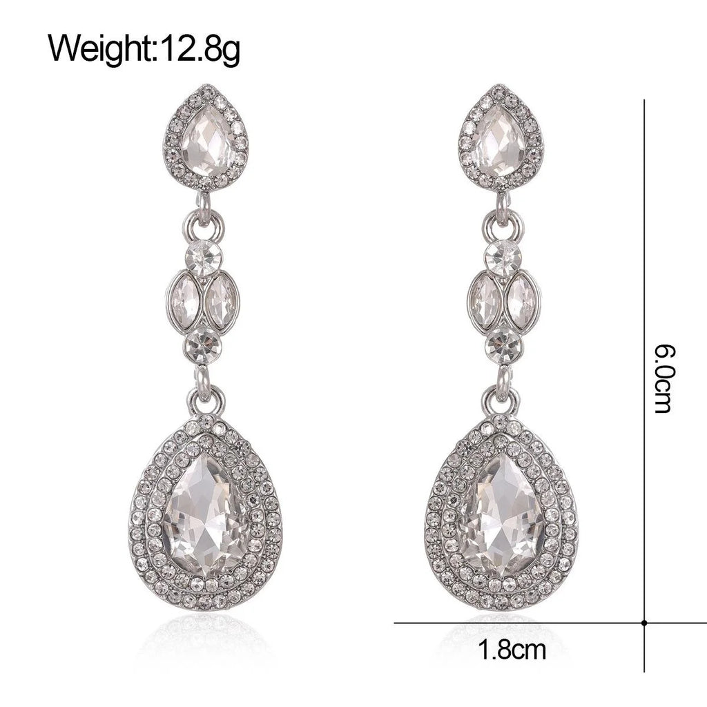 Luxury Bridal Teardrop Crystal Rhinestone Long Dangle Earrings For Wedding Party Banquet Gift