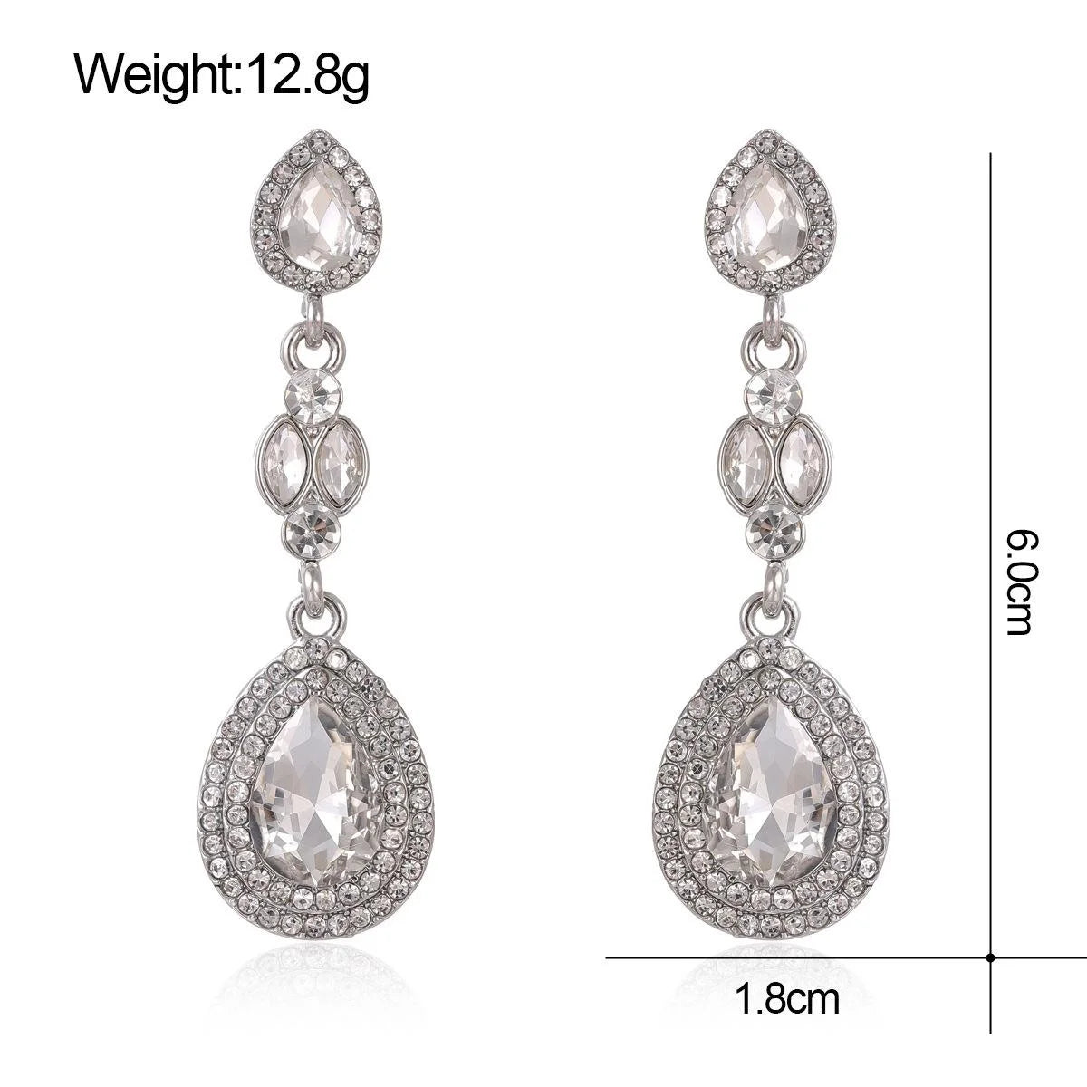Luxury Bridal Teardrop Crystal Rhinestone Long Dangle Earrings For Wedding Party Banquet Gift