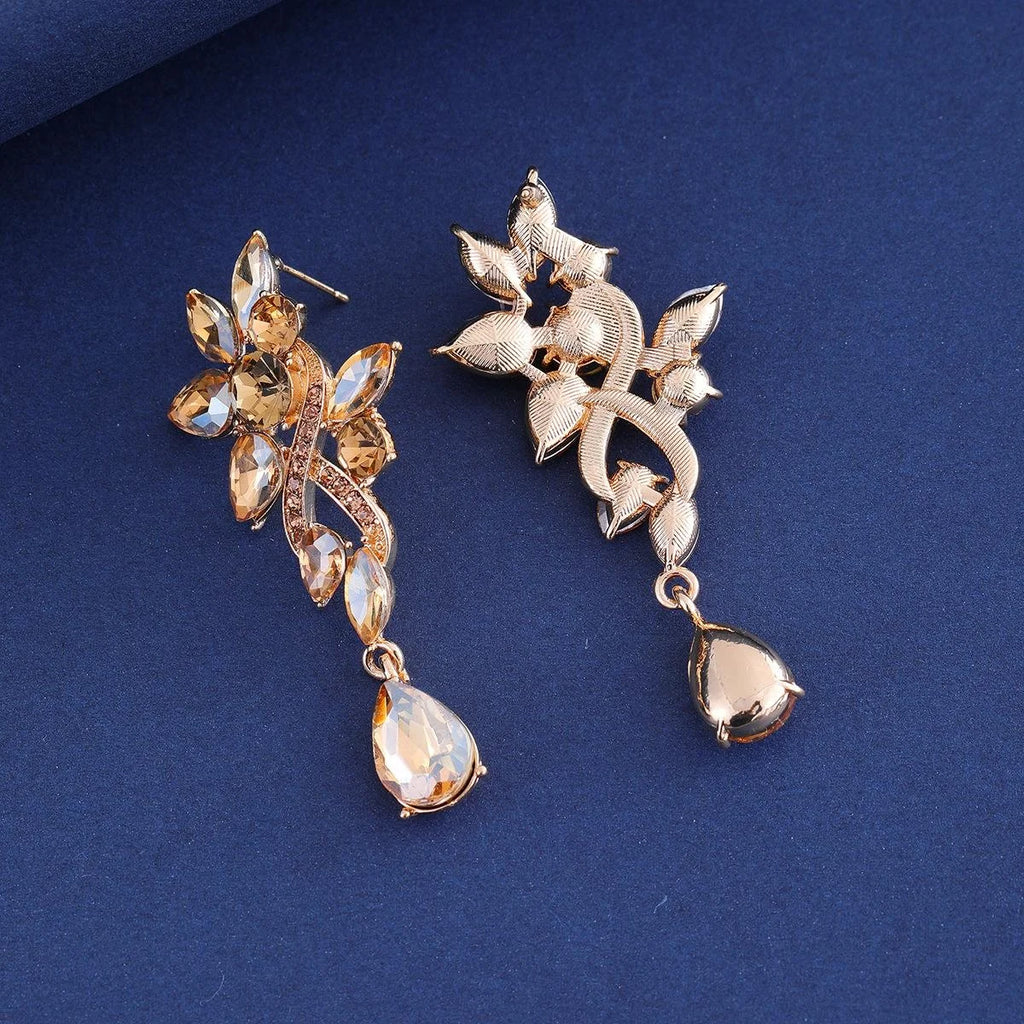 Luxury Leaf Teardrop Zircon Crystal Dangle Earrings For Women Elegant Bridal Wedding Party Gift
