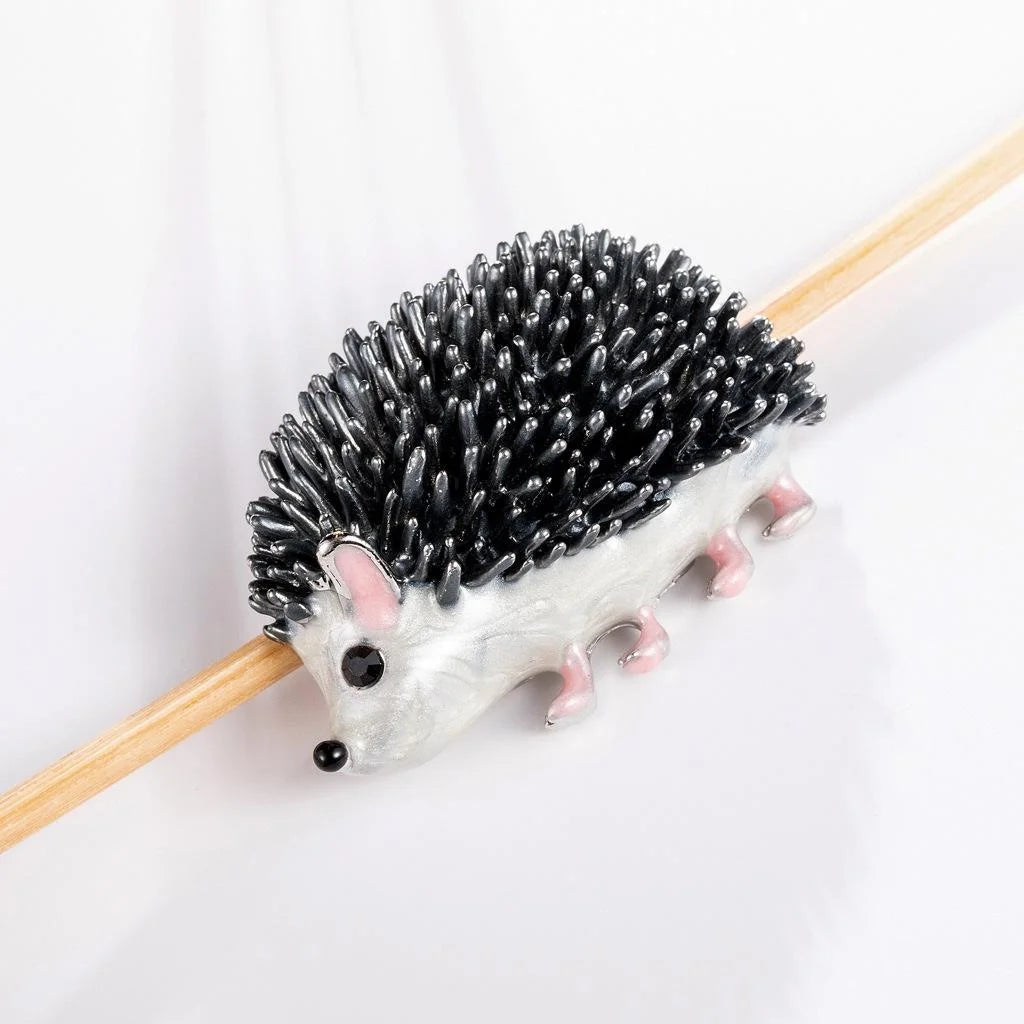 Cute Cartoon Enamel Hedgehog Animal Brooch, Alloy Rhinestone Lapel Pin Corsage Suit Accessory Gift