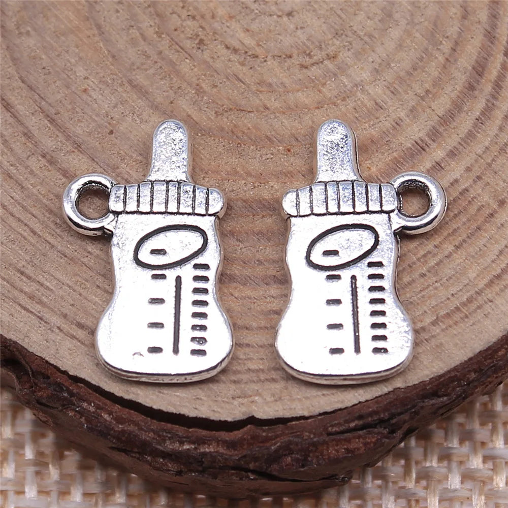 16x10mm 1g Antique Silver Zinc Alloy Baby Bottle Charm Pendant for DIY Bracelet Necklace Making