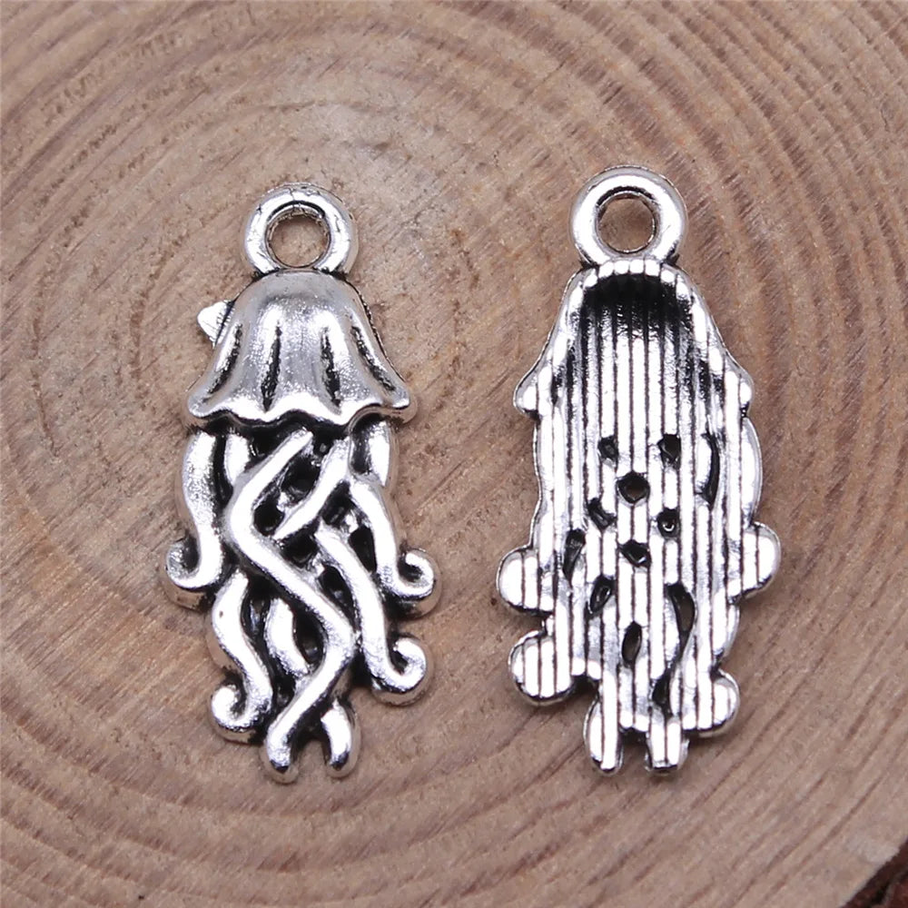 22x10mm 1g Antique Silver Zinc Alloy Jellyfish Charm Pendant for DIY Necklace Bracelet Jewelry Making