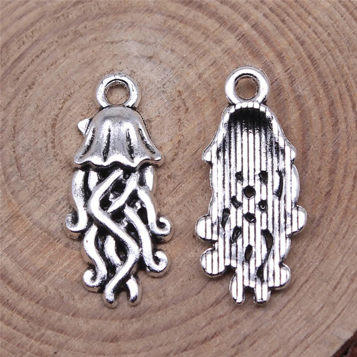 22x10mm 1g Antique Silver Zinc Alloy Jellyfish Charm Pendant for DIY Necklace Bracelet Jewelry Making