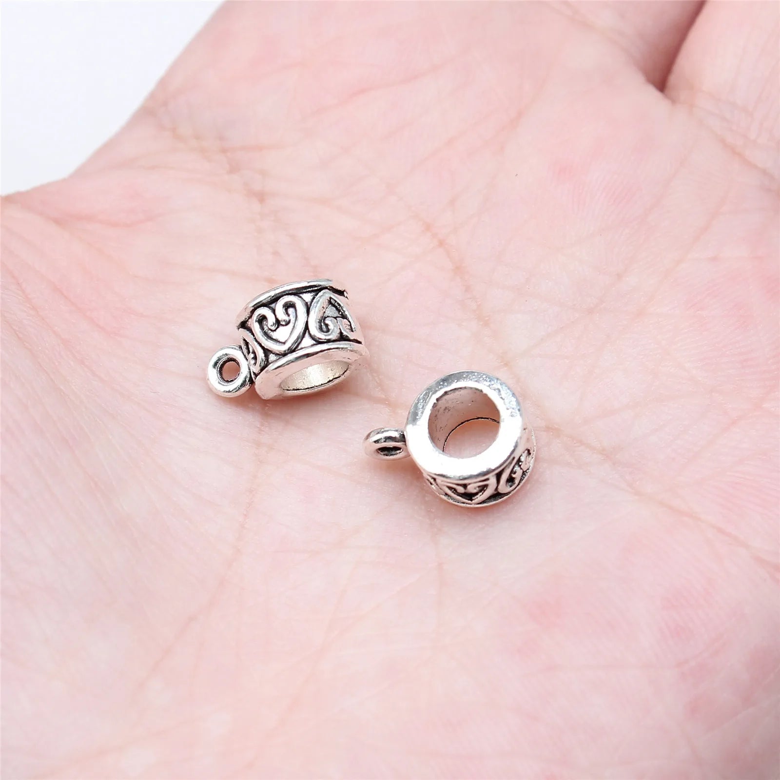 12.5x8.8x6mm 1.5g Antique Silver Zinc Alloy Heart Pendant Bail Connector for DIY Necklace Bracelet Making