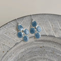 Vacation Style Blue Tassel Waterdrop Copper Drop Earrings, Ethnic Geometric Long Dangle Jewelry