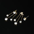Elegant Rhinestone Spiral Alloy Chain Tassel Stud & Clip On No Piercing Back Hanging Earrings