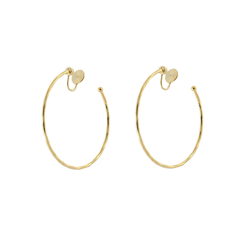 Elegant Silver Alloy Large Hoop Round Spiral Stud & Clip On No Piercing Hong Kong Style Earrings