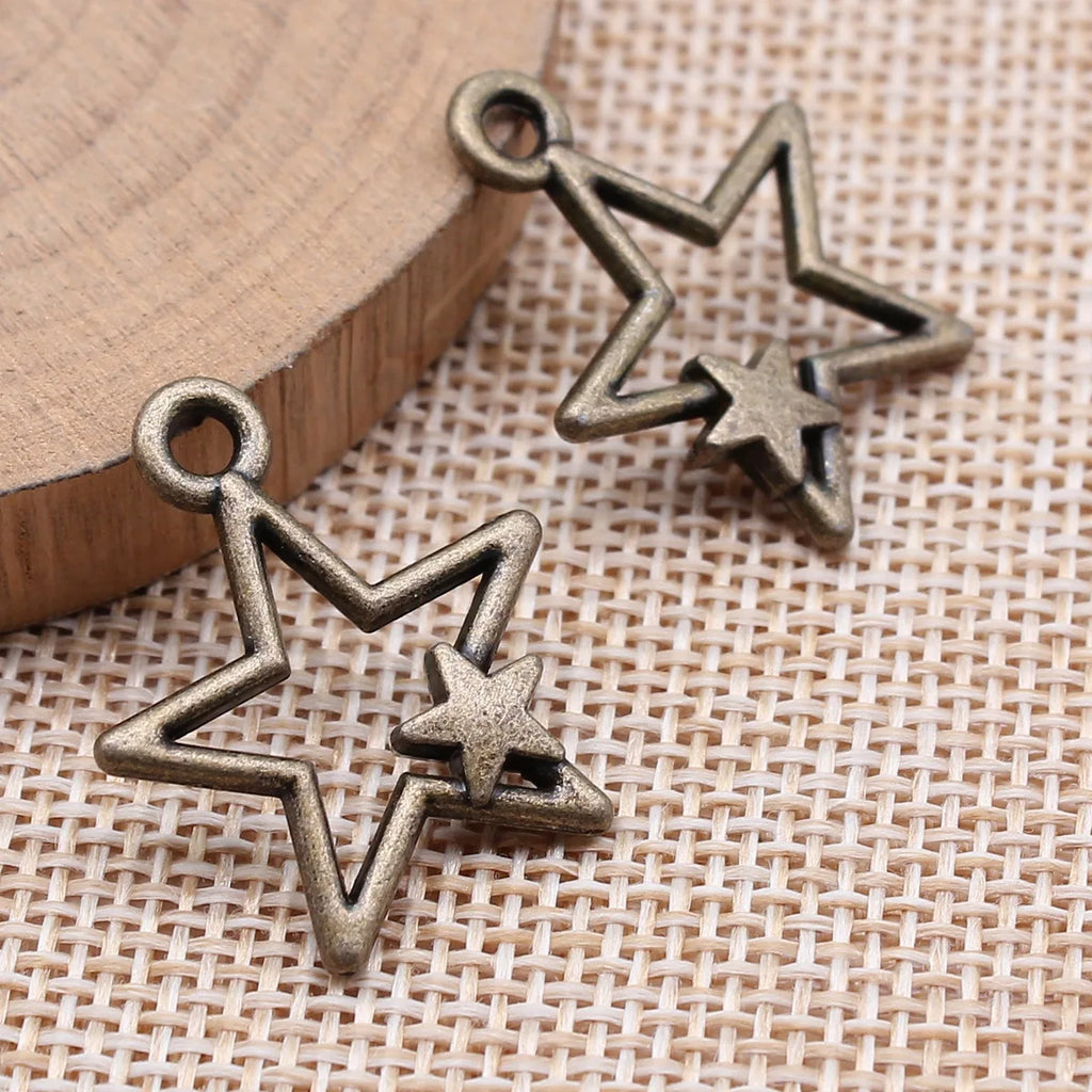 26x22mm 1.8g Multicolor Zinc Alloy Hollow Five Point Star Charm Pendant for DIY Jewelry Making