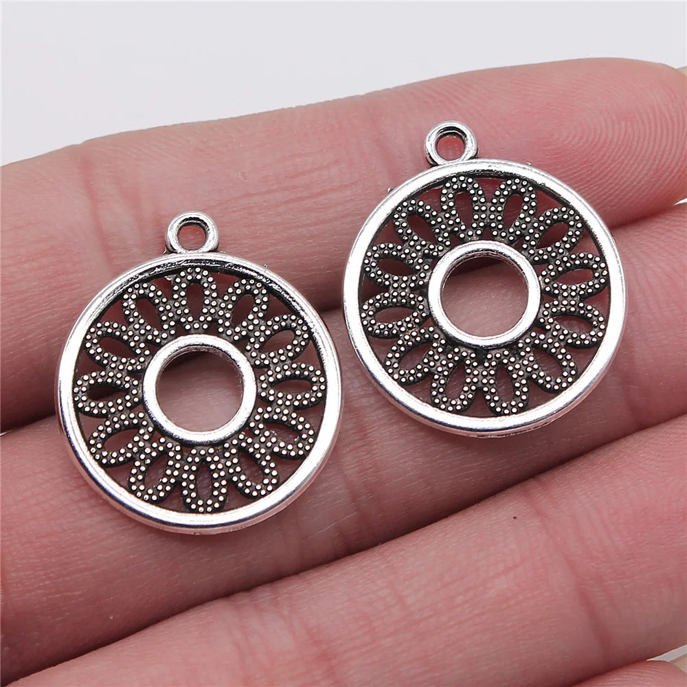 24x21mm 1.6g Multicolor Zinc Alloy Hollow Round Ring Earring Charms for DIY Earrings Making
