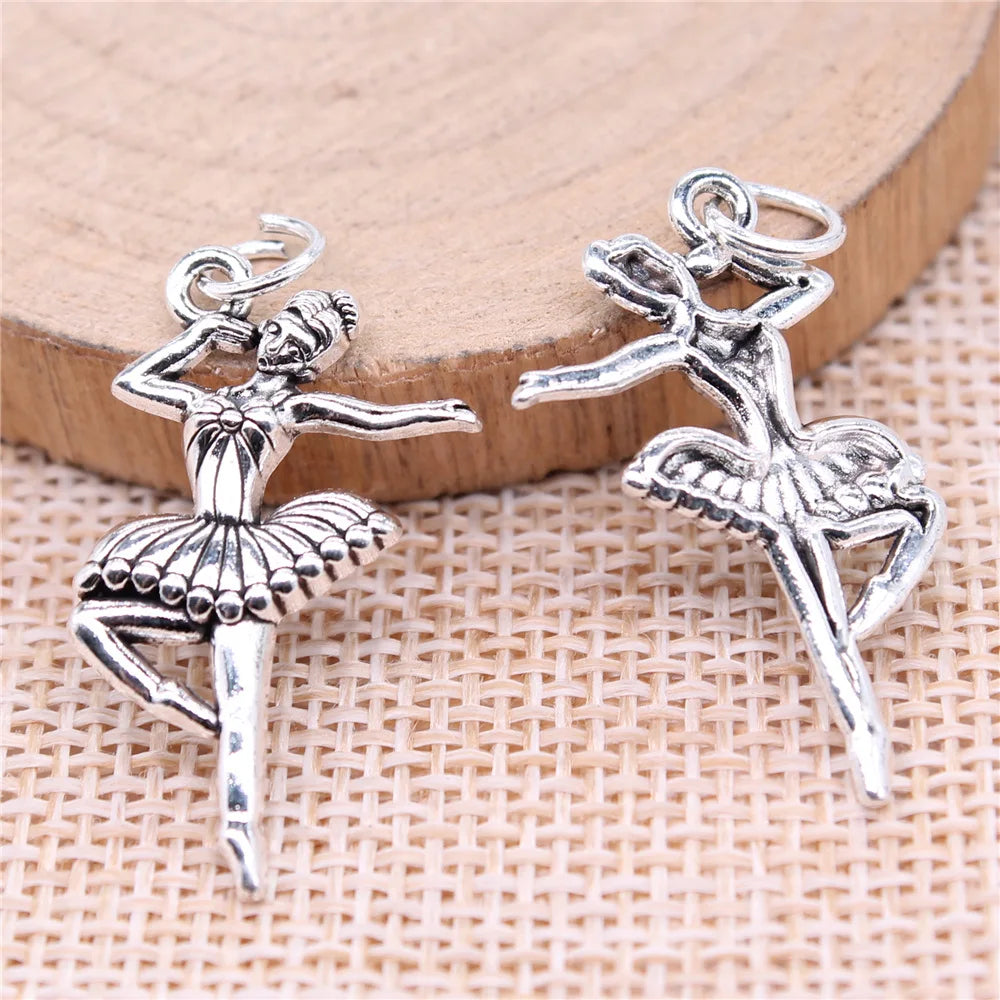 29x16mm 1.7g Antique Silver Zinc Alloy Ballet Dancer Charm Pendant for Dance Theme DIY Jewelry