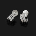 Elegant Silver Tone C Shape Zircon Huggie Hoop Stud & Clip On No Piercing Spiral Ear Cuff Earrings