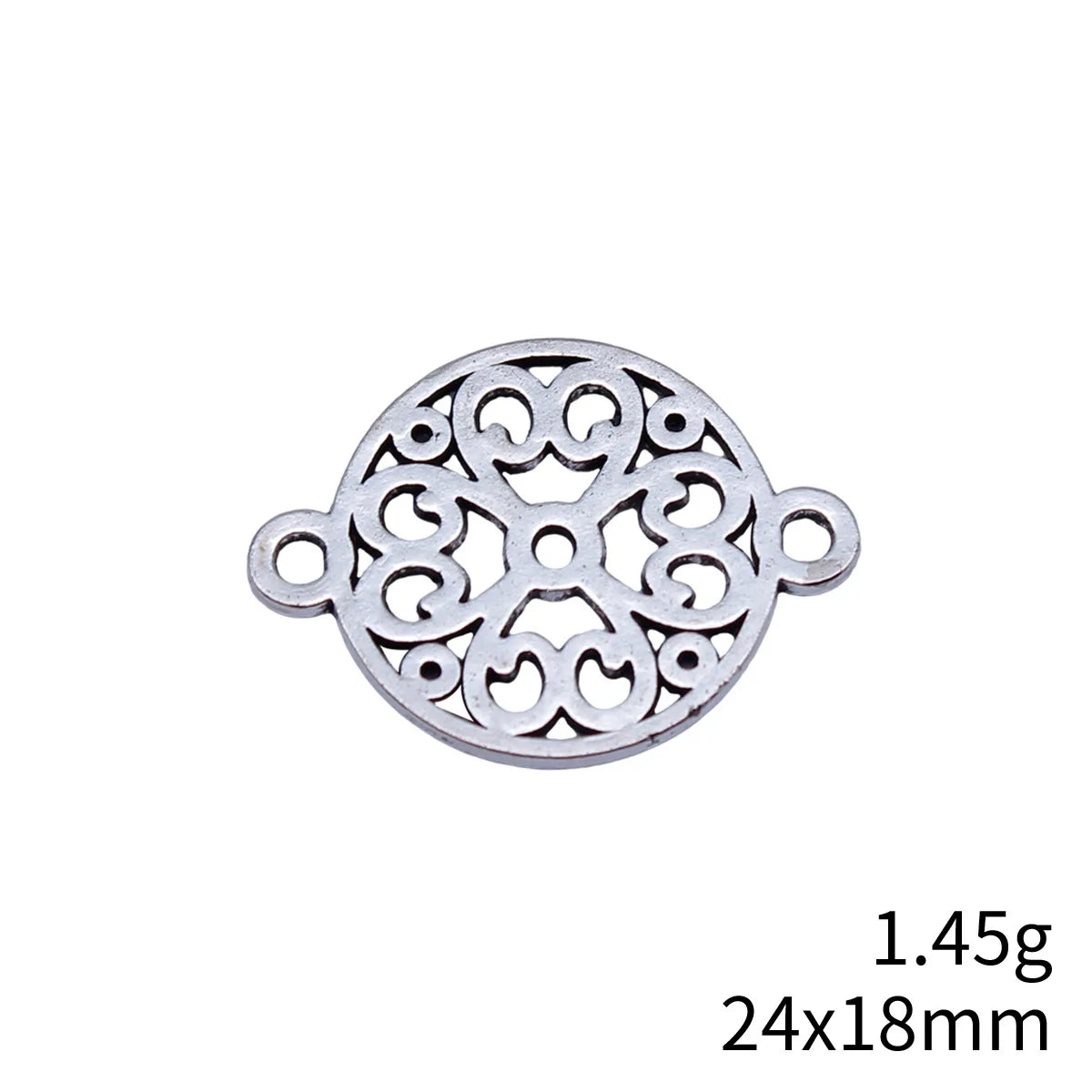 24x18mm 1.45g Multicolor Zinc Alloy Hollow Floral Round Disc Connector Charm for DIY Jewelry Making