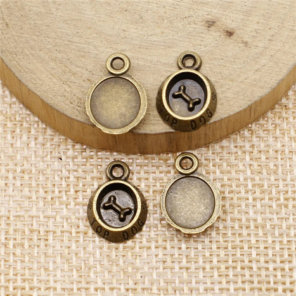 15x10mm 0.9g Multicolor Zinc Alloy Dog Bowl Charm Pendant for DIY Pet Theme Jewelry Making