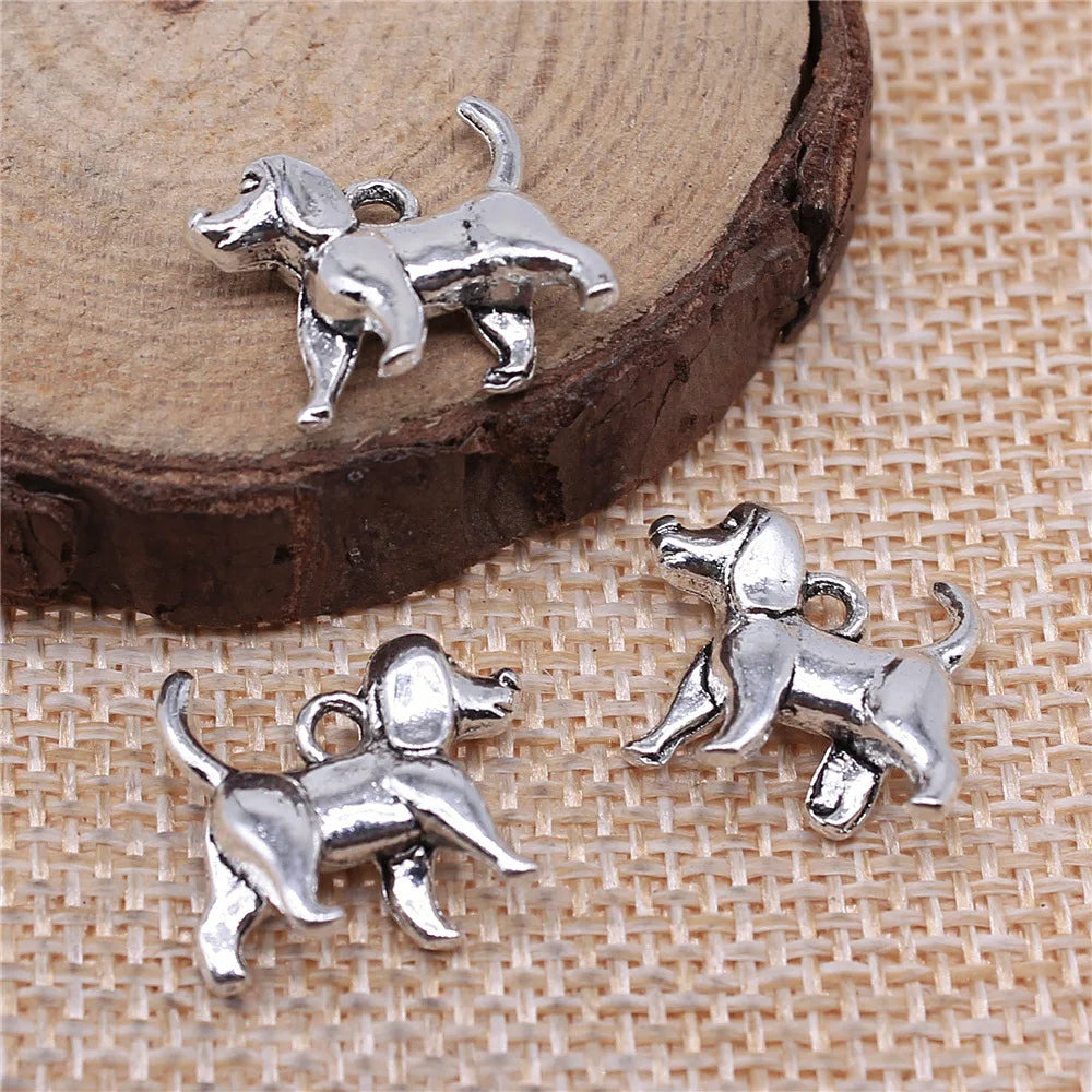 15x14x5mm 2g Multicolor Zinc Alloy 3D Dog Charm Pendant for DIY Cute Animal Jewelry Making