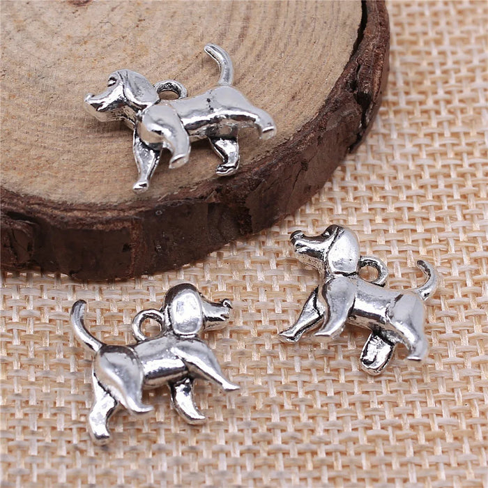 15x14x5mm 2g Multicolor Zinc Alloy 3D Dog Charm Pendant for DIY Cute Animal Jewelry Making