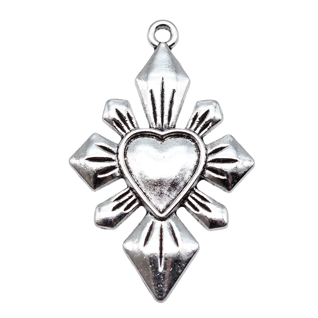 25x40mm 4.3g Antique Silver Zinc Alloy Gothic Heart Charm Pendant for DIY Necklace Bracelet Making