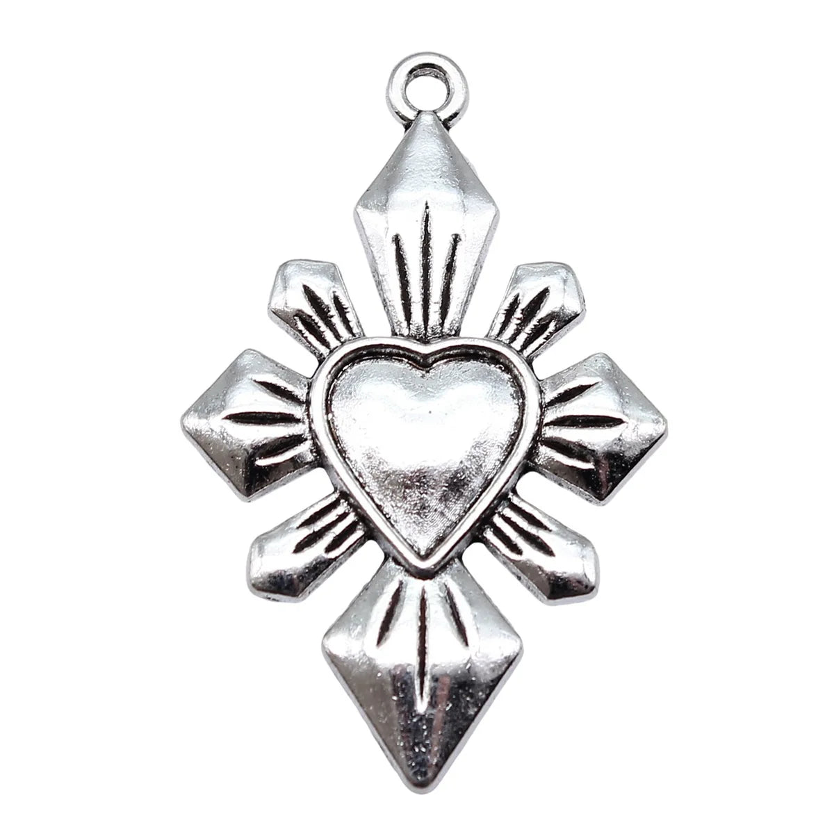 25x40mm 4.3g Antique Silver Zinc Alloy Gothic Heart Charm Pendant for DIY Necklace Bracelet Making