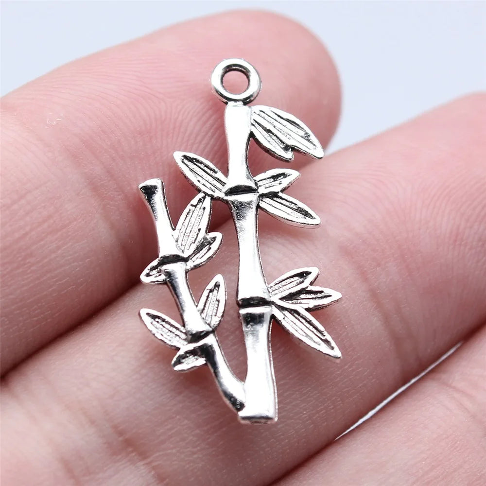 15x29mm 1.2g Antique Silver Zinc Alloy Bamboo Charm Pendant for Bracelet Necklace DIY Making