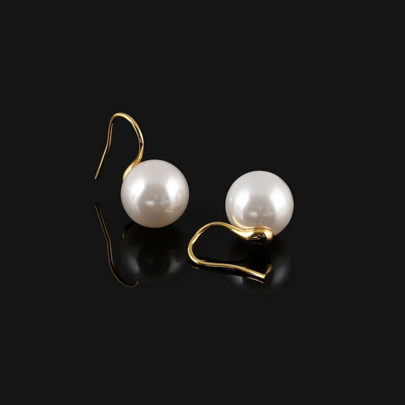 Elegant Luxury High Heel White Pearl Gold Alloy Stud & Clip On No Piercing Spiral Ear Clip Earrings
