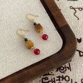 Handmade Natural Stone Tiger Eye Red Agate Geometric Vintage Ethnic Drop Earrings