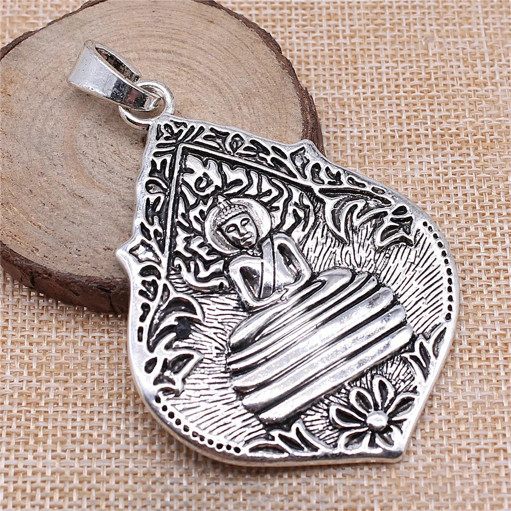 72x54mm 20.3g Zinc alloy Bodhi Leaf Buddha charm pendant for DIY statement necklace jewelry making