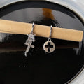 Asymmetric Cross Drop Earrings Copper Micro Pave Zircon Geometric Minimalist Cool Style