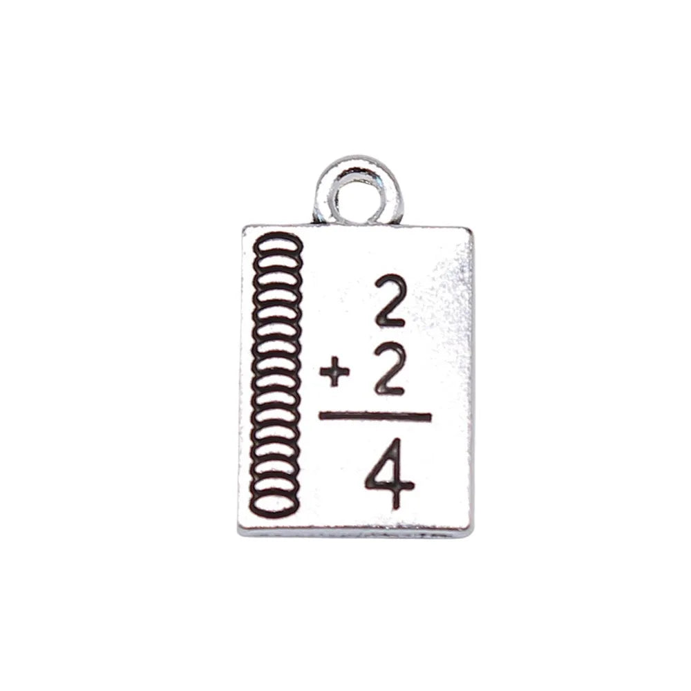 10x17mm 1.4g Antique Silver Zinc Alloy Math Textbook Charm Pendant for DIY Necklace Bracelet Making