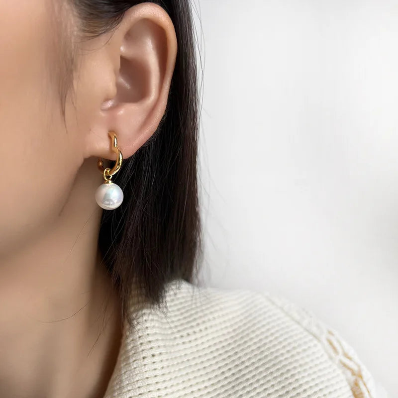 Elegant Heart Hoop Pearl Alloy Stud & Clip On No Piercing Minimalist Gold Tone Women's Earrings