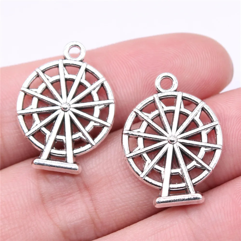 24x18mm 2.44g Antique Silver Zinc Alloy Ferris Wheel Charm Pendant for DIY Bracelet Necklace Making