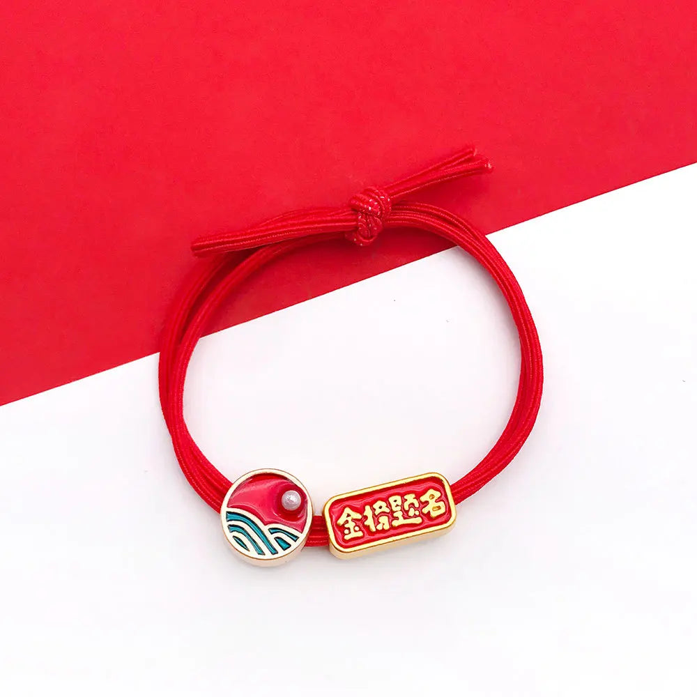 Zinc Alloy Fu Character Lucky New Year Large Hole Spacer Beads for DIY Bracelet Necklace