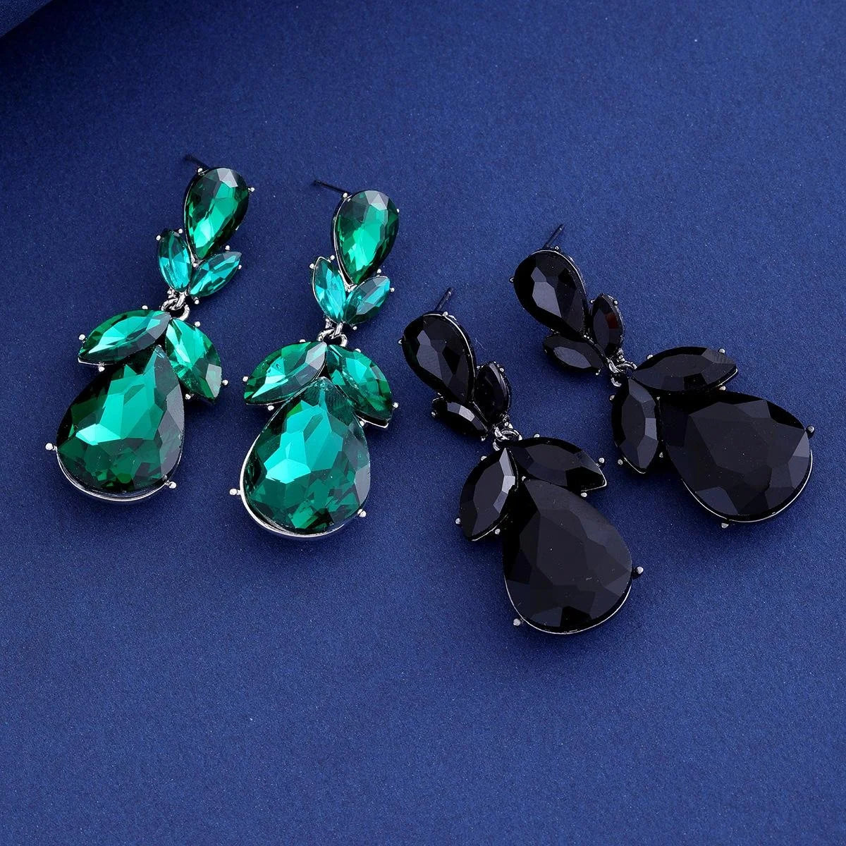Luxury Vintage Gold Tone Alloy Champagne Crystal Teardrop Dangle Earrings For Bridal Wedding Party Gift