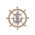 Luxury Rhinestone Alloy Ship Wheel Anchor Brooch, Nautical Lapel Pin Corsage Suit Accessory Gift