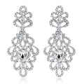 Elegant Hollow Floral Rhinestone Crystal Drop Earrings For Women's Wedding Banquet Party Gift