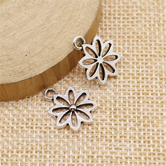 15x18mm 0.9g Multicolor Zinc Alloy Flower Leaf Charm Pendant for DIY Earring Necklace Making